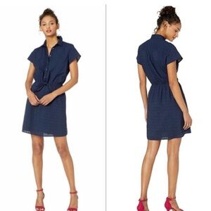 NWOT J. Crew Dark Navy Eyelet Mini Dress